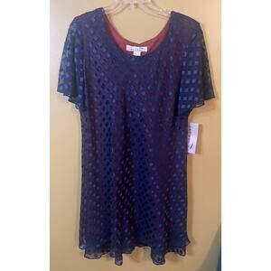Lavande Shift Dress Flounce Hem Flutter Sleeves - Size 14